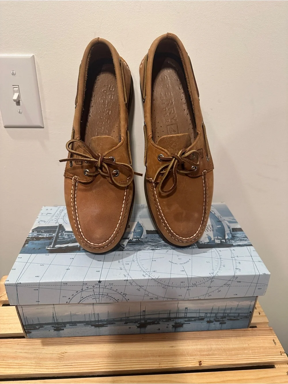 Sperry Men's A/O Sahara Sand/Tan Leather Moccasin Boat Shoes size 10